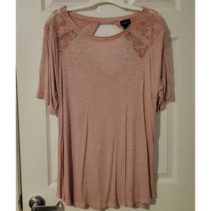 Torrid Dusty Pink Rib Lace Cut Out Blouse